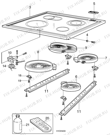 Взрыв-схема комплектующей Electrolux EKC7184AC - Схема узла H10 Hob